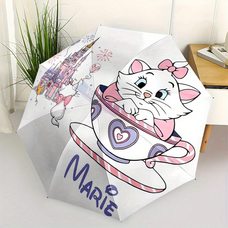 Marie,Aristocats Automatic Umbrella - Tri-fold Portable Umbrella, Best Holiday Gift for Men and Women, Durable Iron Frame, Playful Design, S