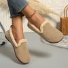 Hot Selling Winter Women's Shoes Fashionable Round Toe Solid Color Suede Home Comfort Baotou Low Heel Women's Slippers