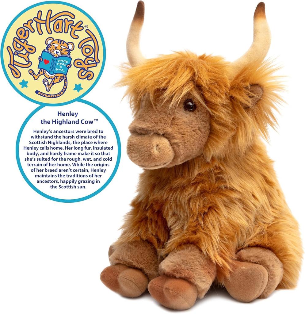 VIAHART Highland Cow Henry Plush Toy, Brown, Medium (Approx. 29cm), Fluffy Cow Plush Toy, Hand Washable, Gift Item