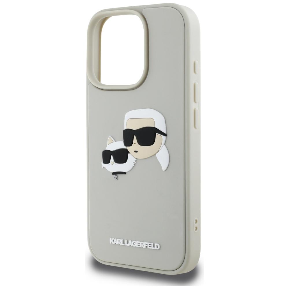 Karl Lagerfeld Hc 3D Rubber Double Heads Case For Iphone 16 Pro Max Beige