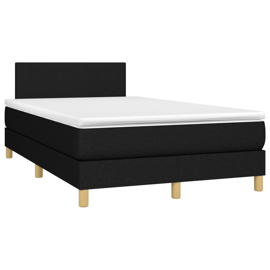 Box Spring Bed with Mattress Black 120 x 190 cm Fabric