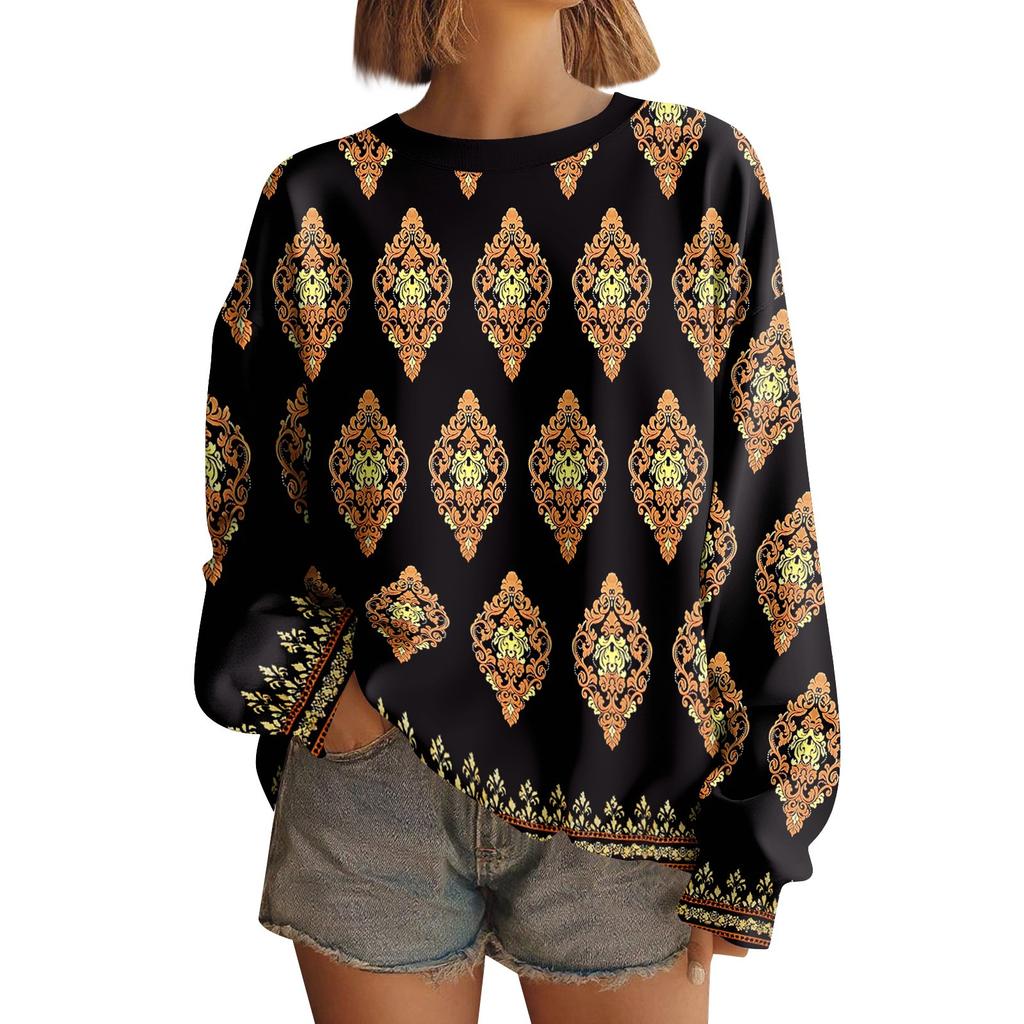 Женские топы Женский свитшот с длинным рукавом Повседневный с круглым вырезом Свободного кроя Пуловер Флисовые топы