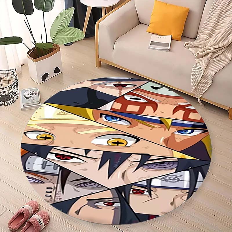 Naruto Uzumaki Akatsuki  Printed Round Rug Soft  Anti-Slip Carpet  for Home Bedroom Living Room Gaming Room Dorm Decor