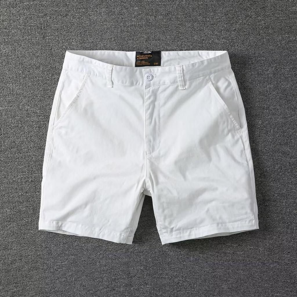 Men's Casual Cotton Shorts Summer Solid Color Slim Fit Loose Fit Thin Three-quarter Length Pants European American Workwear