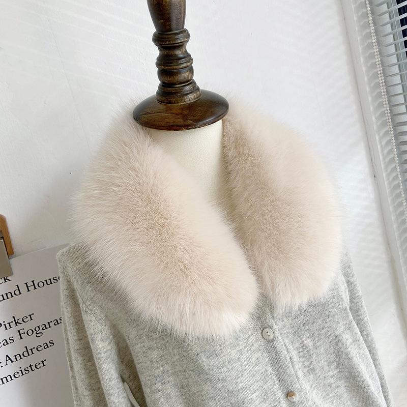 Зимний утолщенный искусственный мех лисьего меха для мужчин и женщин, универсальный хлопковый шарф для одежды, пальто с круглым вырезом, женский шарф