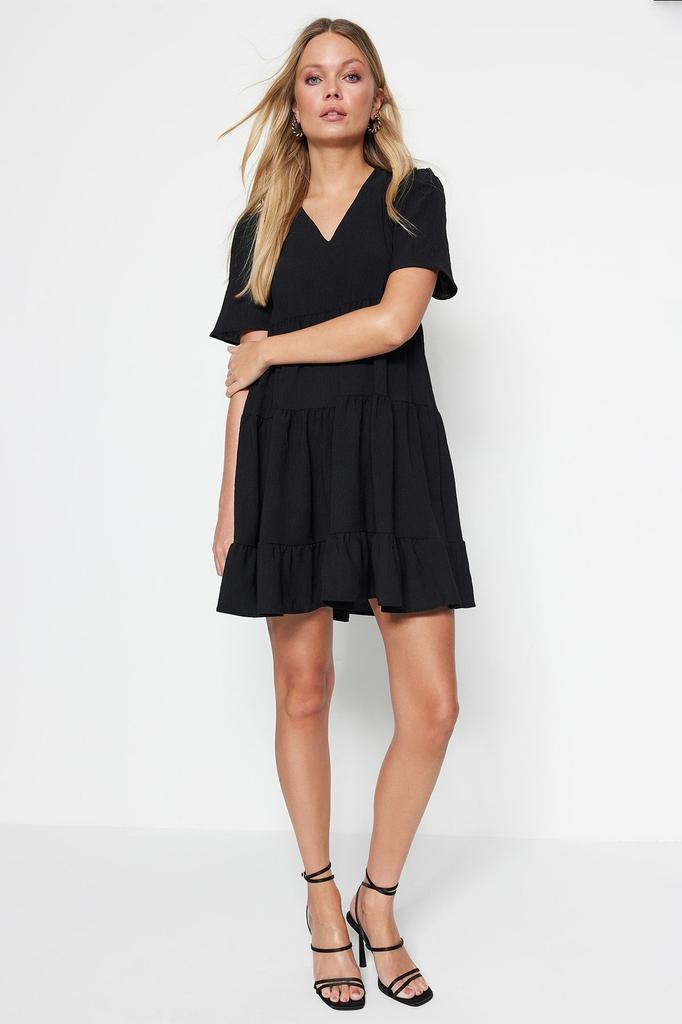 Women's Style Dress Emerald Green Wide Cut Mini Woven Dress