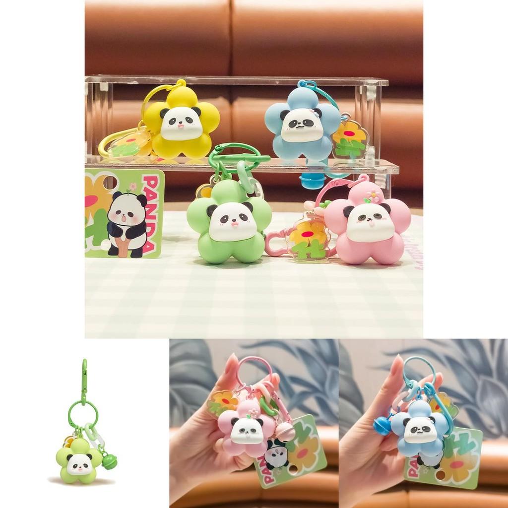 Charming Pvc Flower Panda Keychain With Cute Design Perfect For Keys And Bags