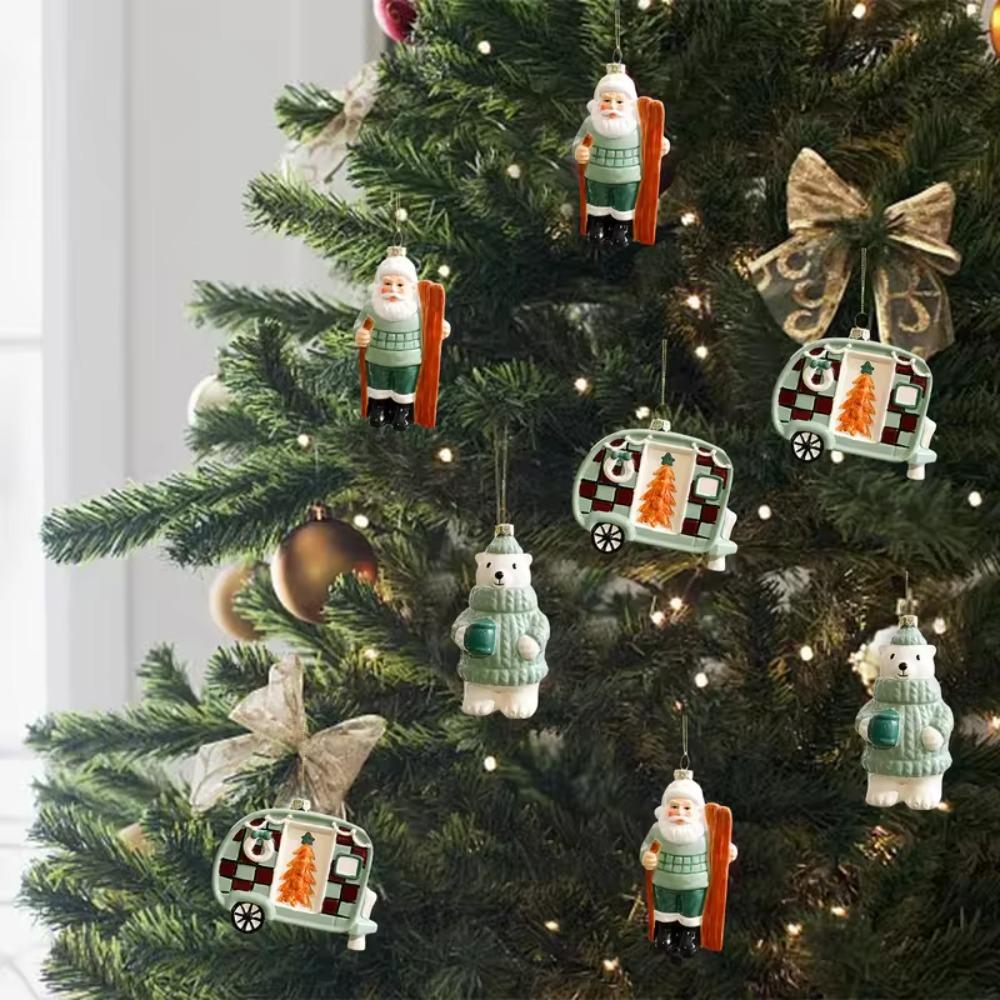 Colorful ChristmasTtree Hanging Ornaments 3D Christmas Scene Layout Supplies Door
