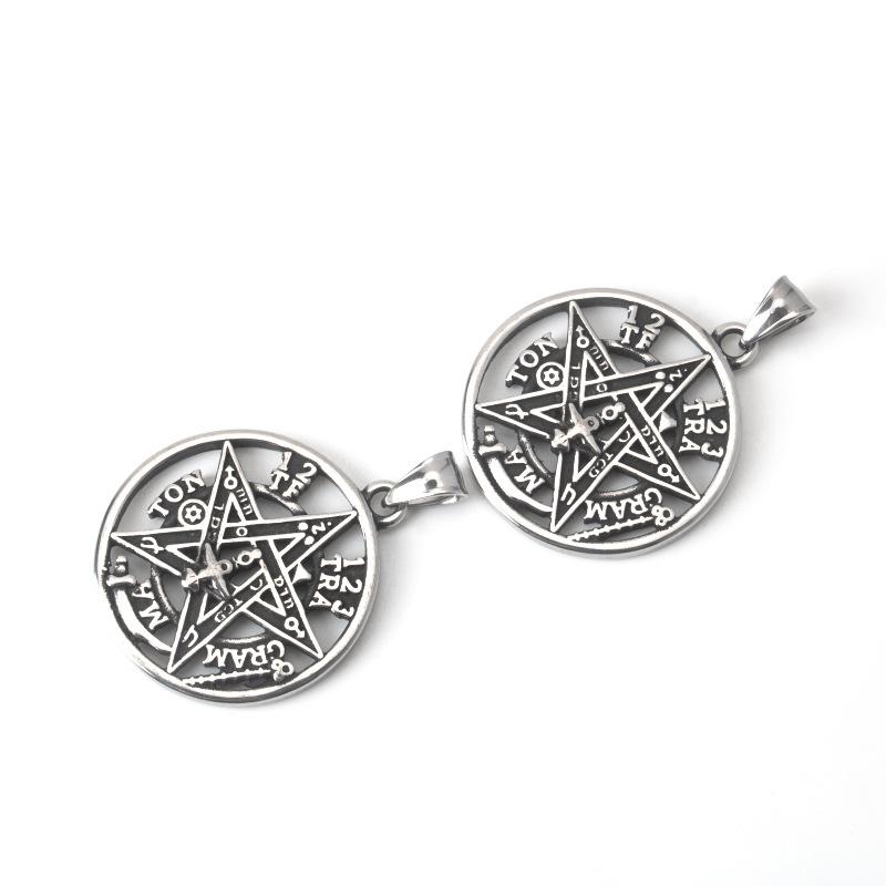 Индивидуальное ожерелье из тибетской нержавеющей стали 316L с пятиконечной звездой и пентаграммой в форме тетраграмматона для женщин или мужчин