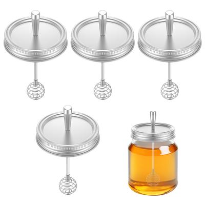 4 шт. Крышка для банки Мейсона с медовым черпаком, крышки-мешалки для меда из нержавеющей стали, крышка для банки Мейсона для сиропа, джема и патоки, для домашней кухни