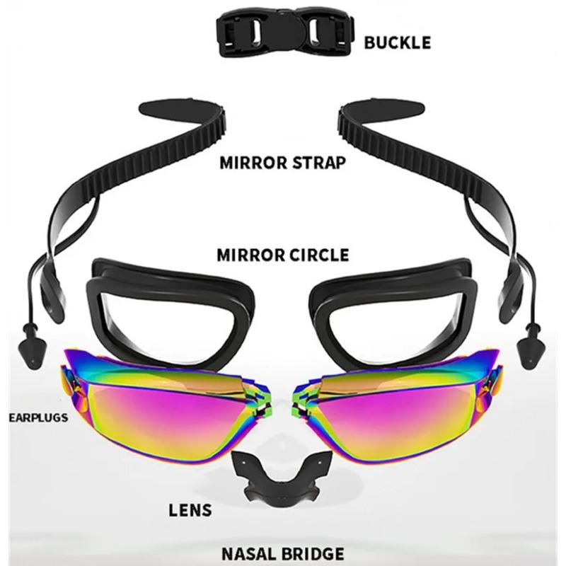 Профессиональные взрослые очки для плавания с защитой от запотевания и берушами. Мужские и женские очки для плавания. Герметичные. Регулируемые. Защита от УФ-лучей.