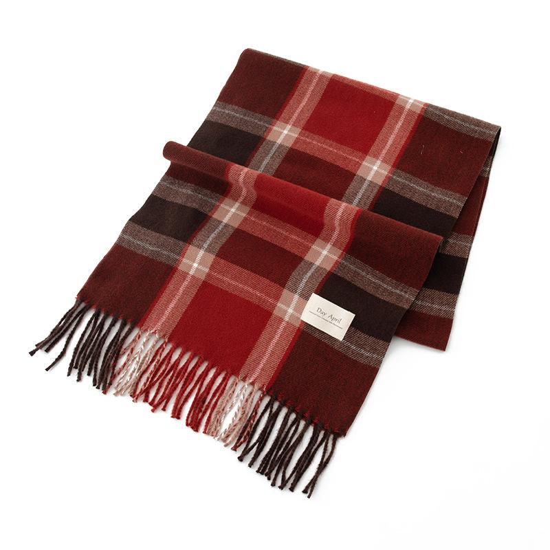 New Scarf Autumn and Winter Warm Women's Versatile Gift Plaid Shawl Imitation Cashmere Fringed Plaid Scarf New Year