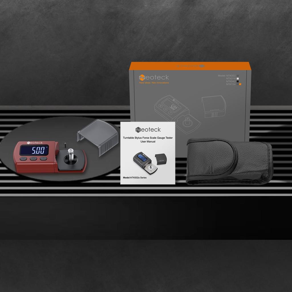 Neoteck Игловой манометр для проигрывателей винила Цифровой измеритель прижимной силы иглы LP Запись Высокая точность В комплекте кейс для хранения Гарантия 18 месяцев Реактивный черный