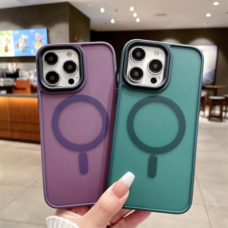 Роскошный чехол для телефона с магнитной присоской и функцией беспроводной зарядки Skin Sensing Scrub, подходит для iPhone 14, 13, 12, Pro Max, 11, противоударные чехлы