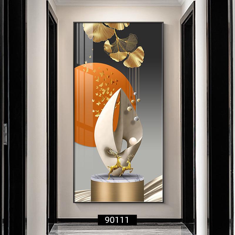 Абстрактная Роскошная Геометрия Перо Лист Свет Холст Картина Олень Декоративная Настенная Искусства Золотой Декор Для Гостиной Крыльцо Куадрос