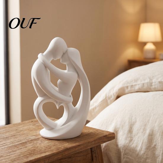 Unique Wedding Gift Ideas 3D Printed Abstract Couple Embrace Statue, Heart Hollow Love Figurine, Minimalist Creative DIY Hand Painting Crafts
