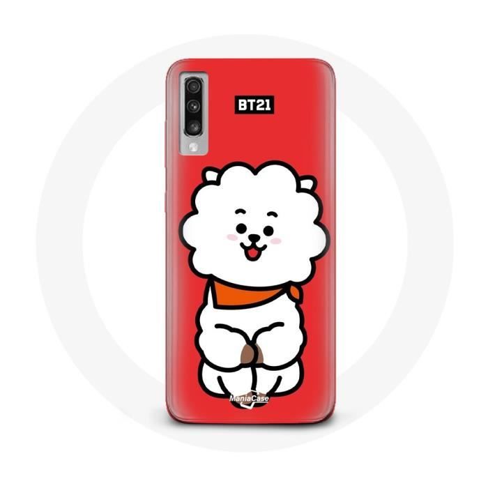 Case for Samsung Galaxy A50 BTS Bangtan Boys BT21 RJ Jin Red Background