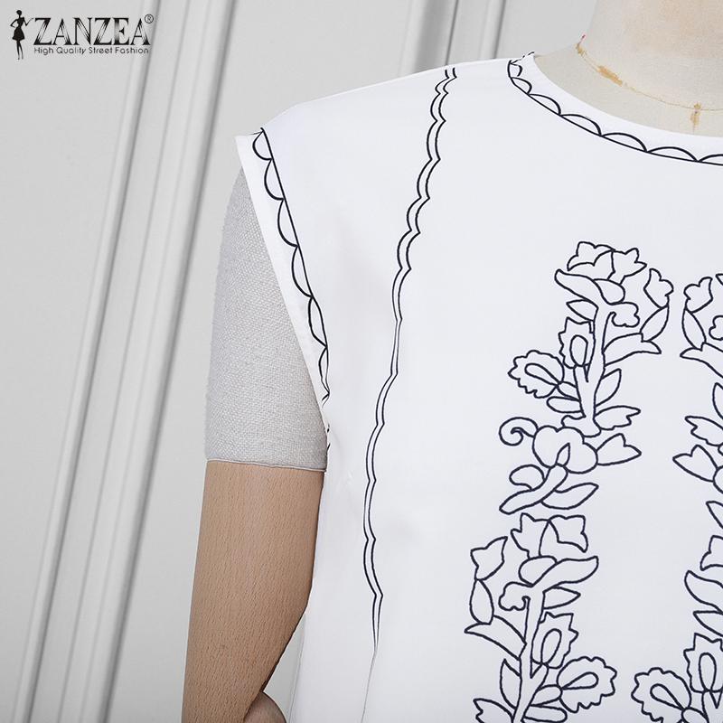 ZANZEA Women Casual Round Neck Summer Sleeveless Print Dress