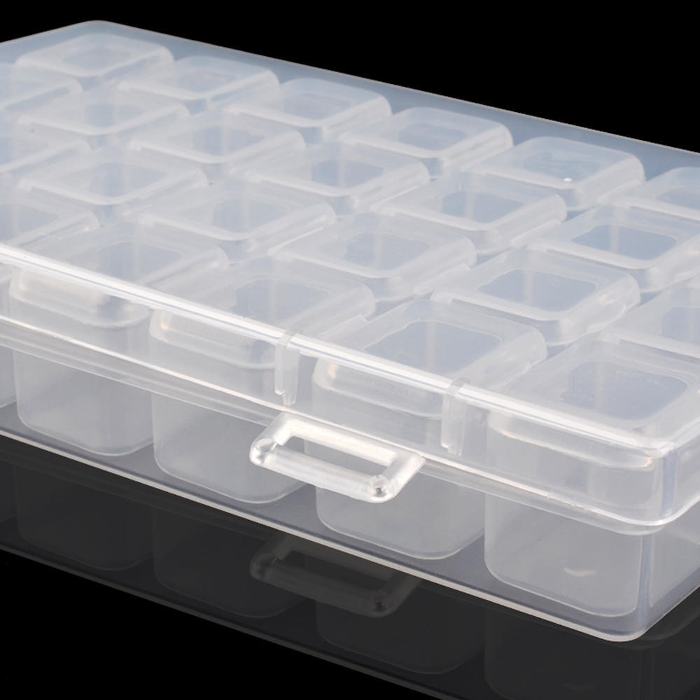 1Set 28 Lattice Plastic Nail Tool Decorations Empty Storage Case Box