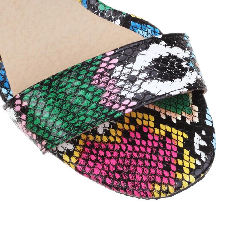 Big Plus Size 48 Women Snake Printing Sandals Zipper Block High Heels Ladies Summer Sandals