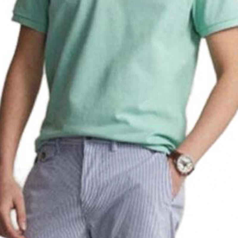 Polo Ralph Lauren однотонная вышитая рубашка поло с коротким рукавом, мужские топы цвета морской волны 710680784-281