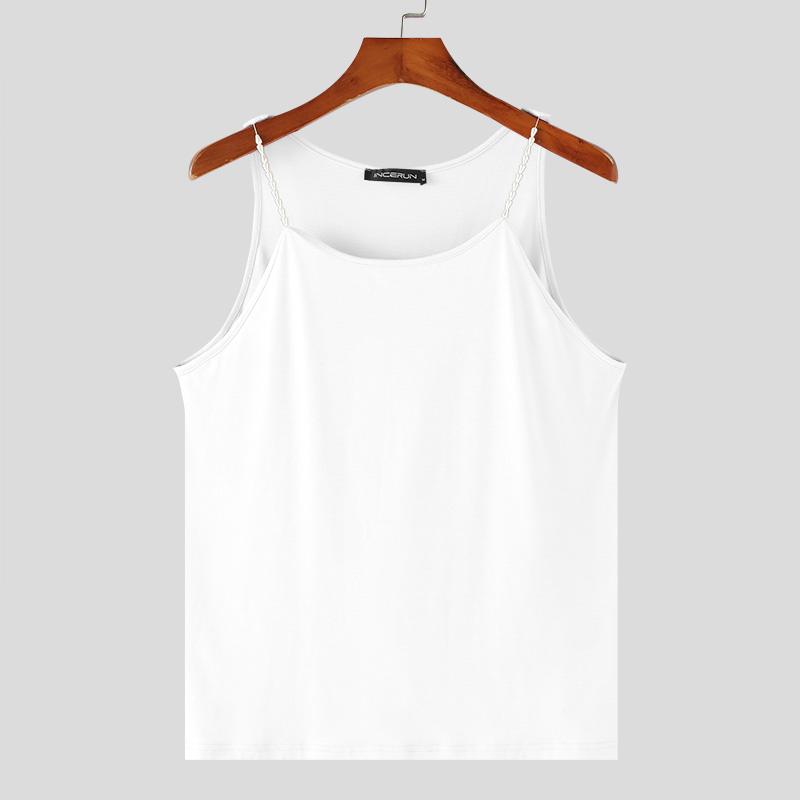 INCERUN Летние мужские топы без рукавов на бретелях, жилет для вечеринок и клубов