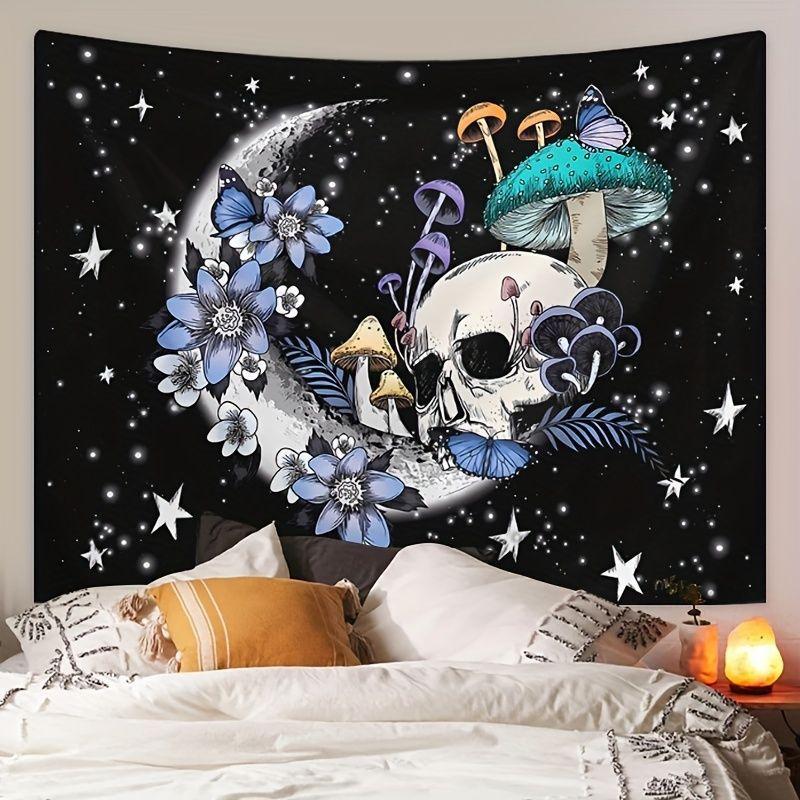 Skeleton Mushroom Witch Y2K Dark Tapestry Living Room Bedroom Esports Room Wall Decoration Wall Hanging