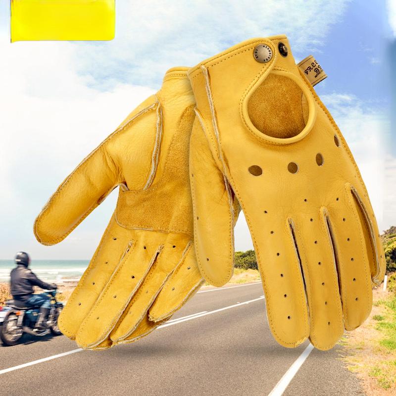 Мотоциклетные перчатки из натуральной кожи, мужские ретро-перчатки, мотоциклетные перчатки с половиной пальца и полным пальцем