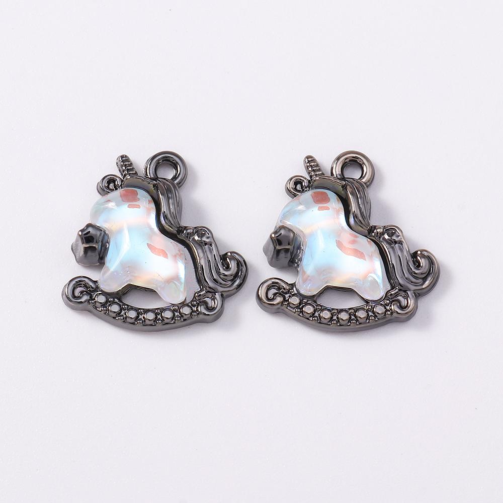 5pcs Cute Crystal CZ Rocking Horse Pendants Charms for Jewelry Making Necklace Earrings Bracelet DIY Handmade Accessories