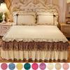3 шт. Постельные принадлежности Текстиль Принцесса Кружево Стеганое покрывало Покрывало Полиэстер Хлопок Роскошное покрывало Юбки Кружевное покрывало Юбка Подкладки