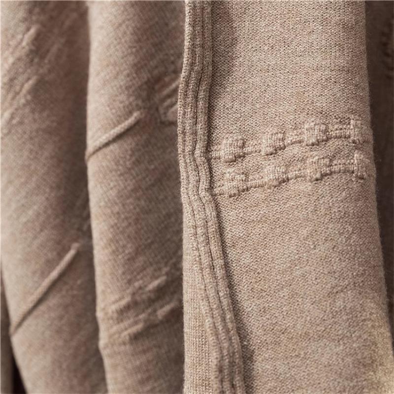 Женская осенне-зимняя трикотажная юбка с высокой талией и большим подолом, элегантная однотонная шерстяная юбка средней длины из жаккарда