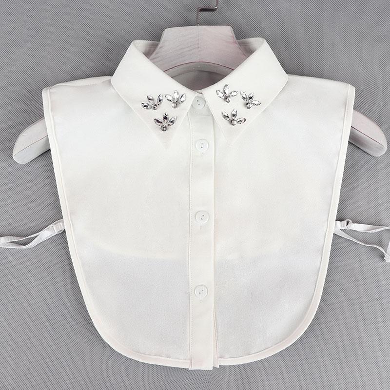 Pearl Detachable Collar Women Crystal Diamond Chiffon Shirt False Fake Collar Women Removable Peto Mujer Chemisier Faux Cols Tie