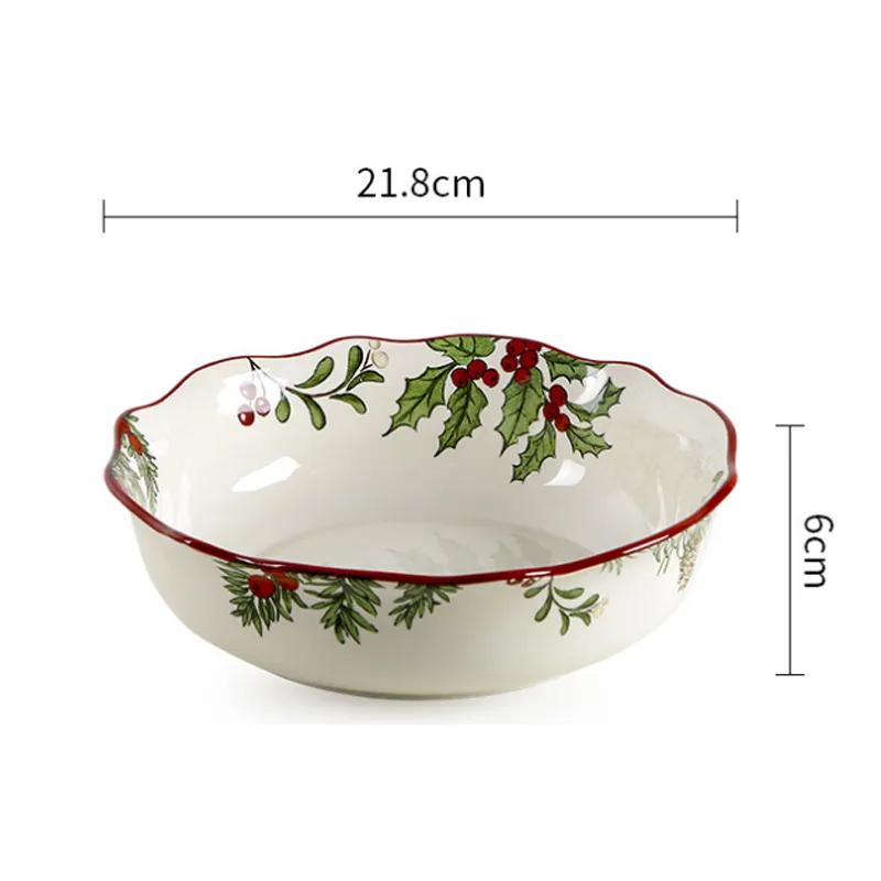 Салатники для фруктов в американском стиле, домашние суповые тарелки, неглубокие тарелки неправильной формы, креативные керамические глубокие тарелки, расписные подглазурной краской, можно использовать повторно