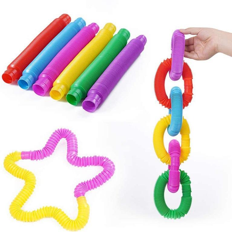 For Adult Chilren Anti Stress Pop Tubes Fidget Stress Relieve Toys Sensory Toy Squeeze Toy Plastic Bellows Kid Autism