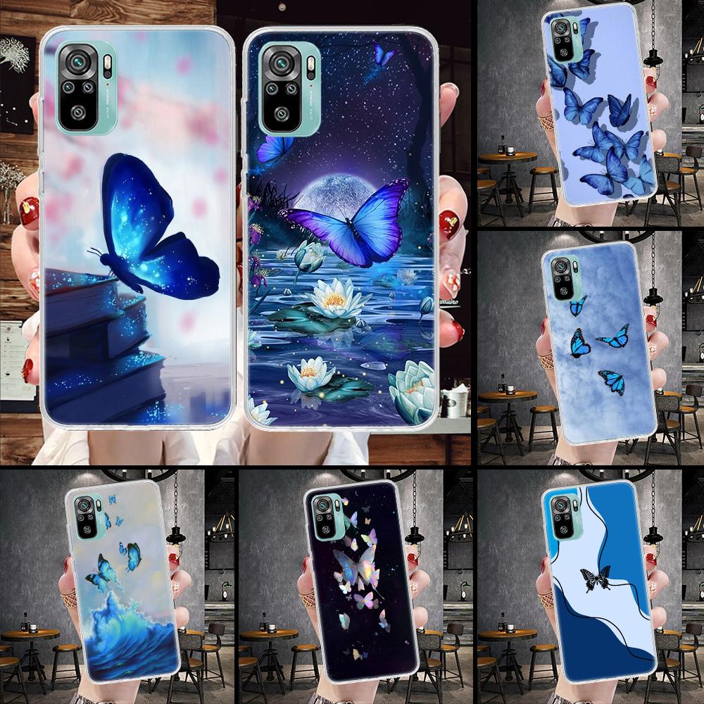 Blue Butterfly Beautiful Wing Soft Phone Case For Xiaomi Redmi Note 15 14 14S 13 12 Pro Plus 12S 11 11S 11E 10 10S 11T 5G Fundas