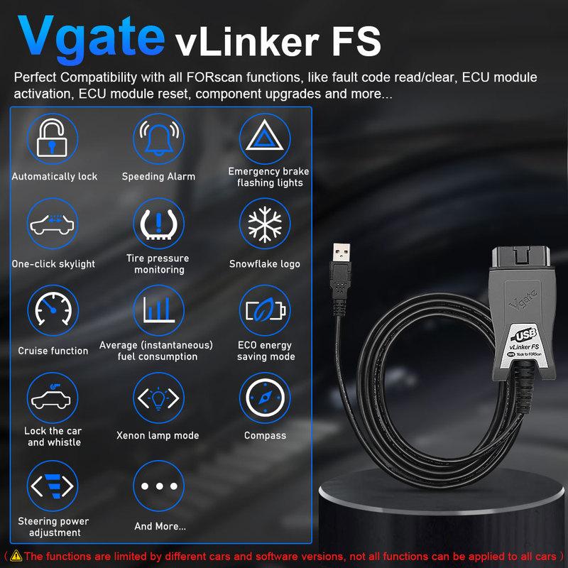 Vgate VLinker FS ELM327 Для Ford FORScan HS MS CAN ELM327 OBD 2 OBD2 Автомобильный Диагностический Сканер Интерфейс Инструменты OBDII Для Mazda