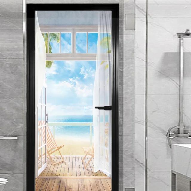 Наклейка на окно и внешнюю дверь для гостиной, спальни, сделай сам, самоклеящиеся обои, домашний декор, дверной плакат, ремонт, легко наклеивается