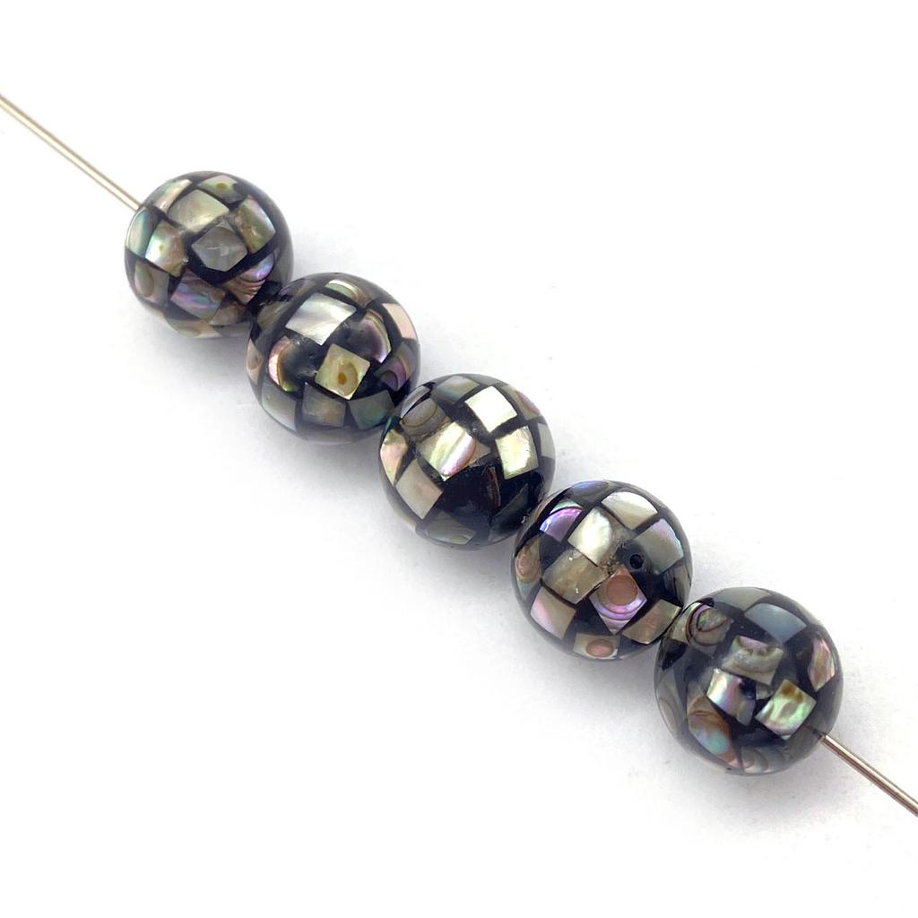 1Pc Natural Abalone Shell Beads with Hole,Handmade Sphere Loose Beads for Jewelry Making DIY Bracelets Necklaces Stud Earrings Accessories Craft