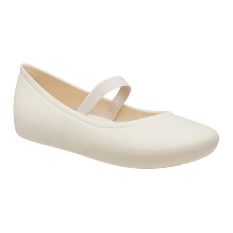 Crocs Детская модель с круглым носком, нескользящая и износостойкая, низкая, кожаная обувь белого цвета