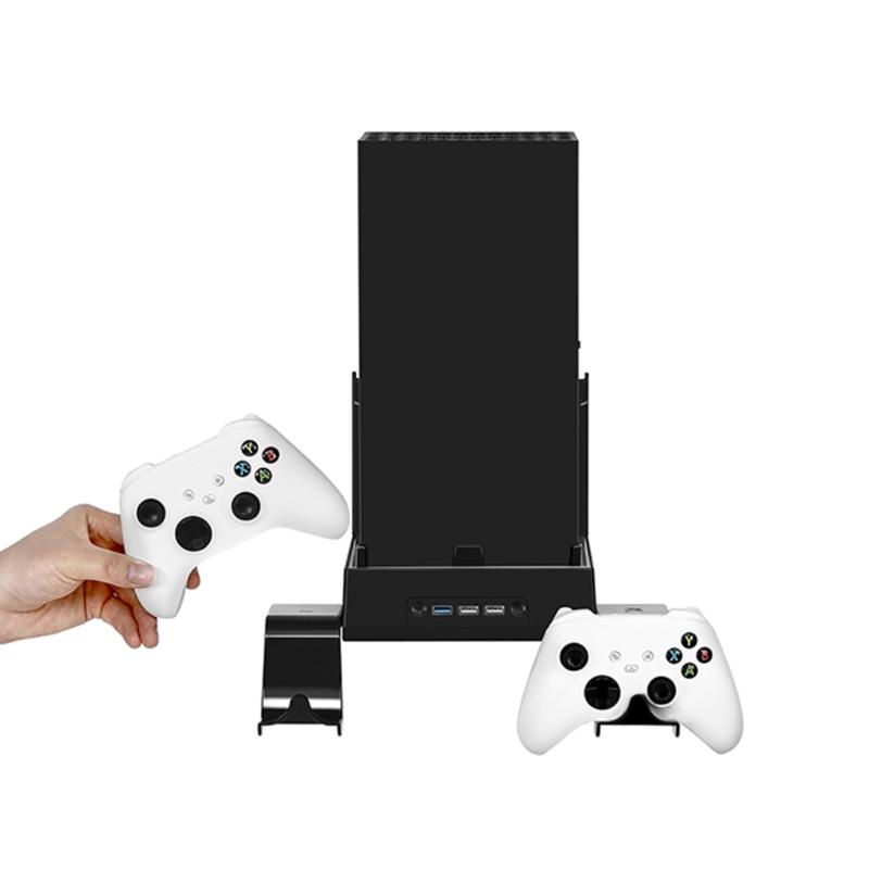 Комплект настенного кронштейна для консоли XB Series X, подставка с вентилятором для охлаждения и двумя держателями для контроллеров и 1 подставкой для наушников