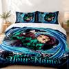 Akaza Demon Slayer Custom Name 3pc set Perfect for bedroom use Comfortable bedding set includes a duvet cover and two pillowcases Ideal birthday or Ch