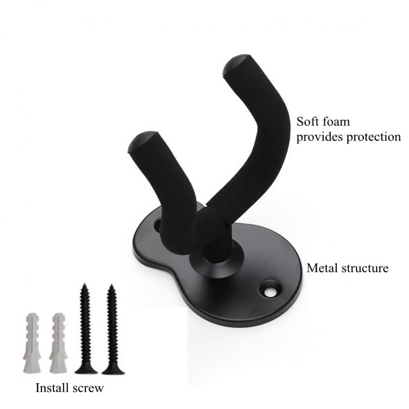 Черная металлическая гитара, настенное крепление, настенный крючок для акустической электрической бас-гитары, укулеле, банджо, мандолины 