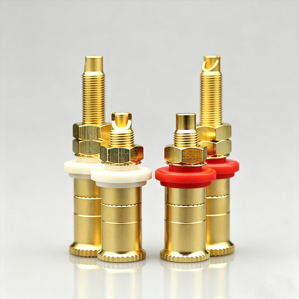 2Pcs Gold Plated Brass HIFI Binding Post Banana Plug Socket Terminal Connector For Amplifier Speaker Audio Cable Home Theater Wiring Accessory