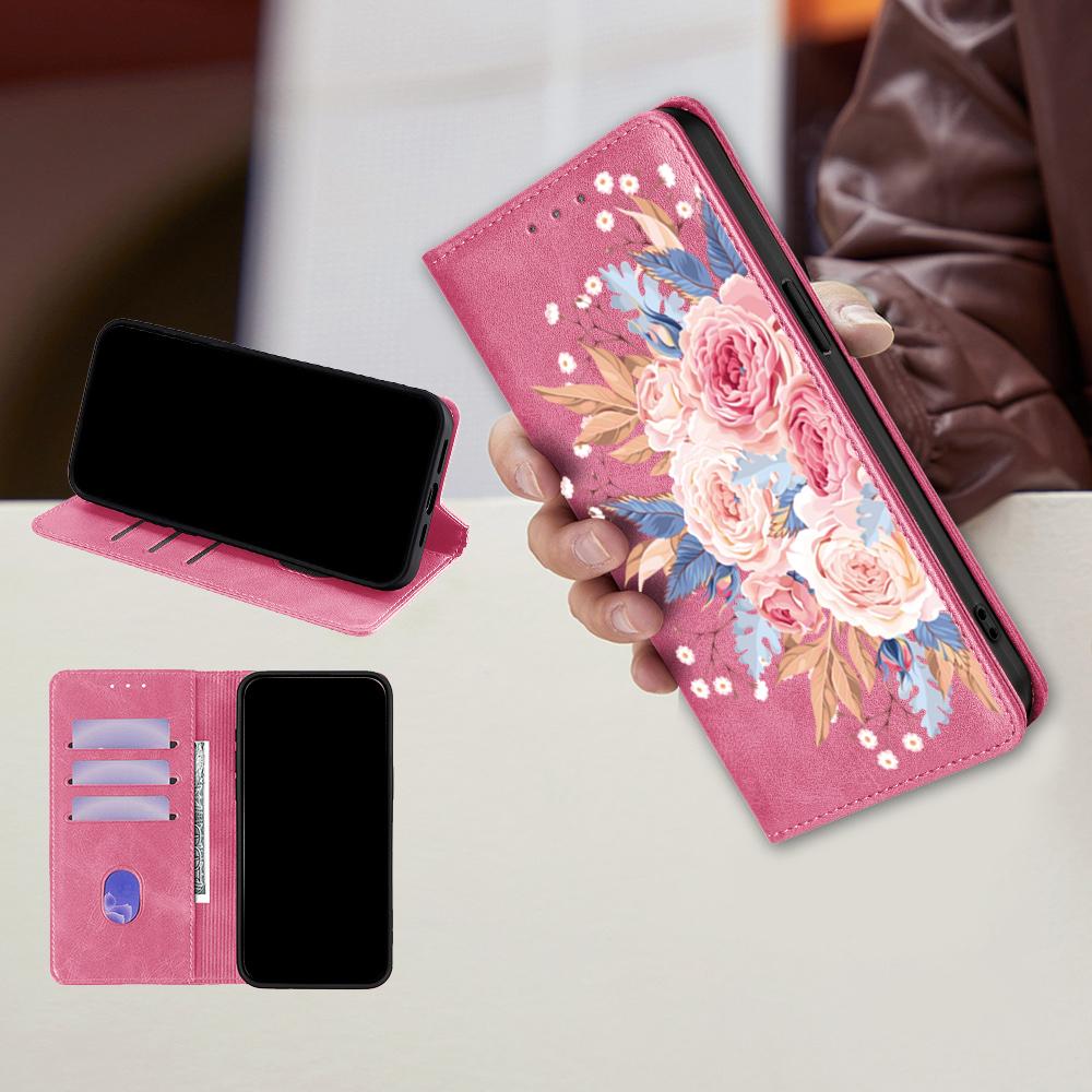 Магнитный кожаный чехол-книжка с цветочным узором для Samsung Galaxy A17 A07 A56 A36 A26 S25 Ultra S25 FE S24 S23 S22 Plus Чехол-кошелек
