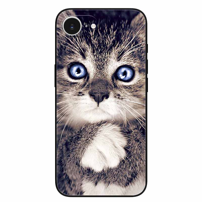 Black Phone Case Cover For Apple iPhone 16e Cases Printed TPU Soft Bumper Shell for iPhone16e 16e 2025 Protection Silicon Covers
