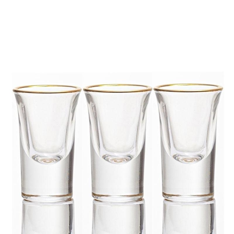 25 мл Чашки для спиртных напитков цвета золотой фольги Бытовая креативная винная чашка Позолоченная чашка Диспенсер для вина 6 шт. Набор рюмок Оптовая продажа чашек