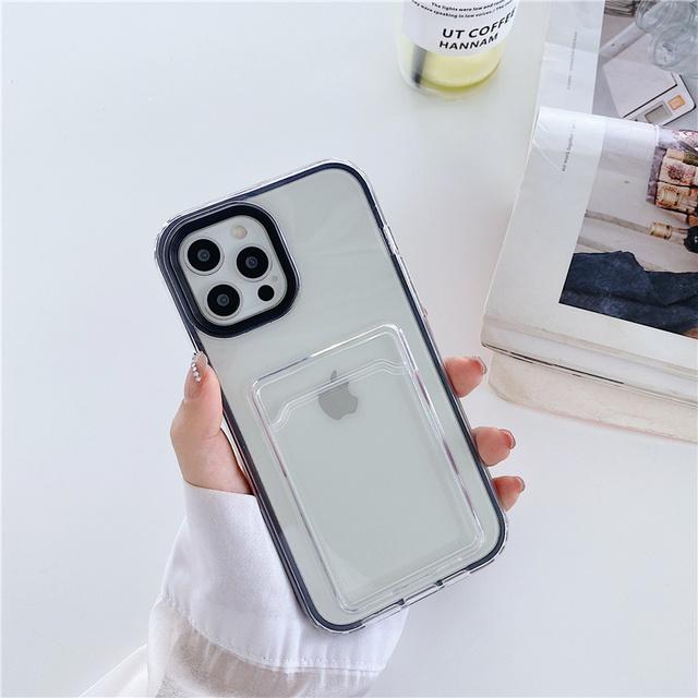 For Iphone Case Card Bag Transparent Phone Case For Iphone 14 11 13 12 Pro Max Xr Xs 14plus Pro Soft Clear Bumper Fitted Cover
