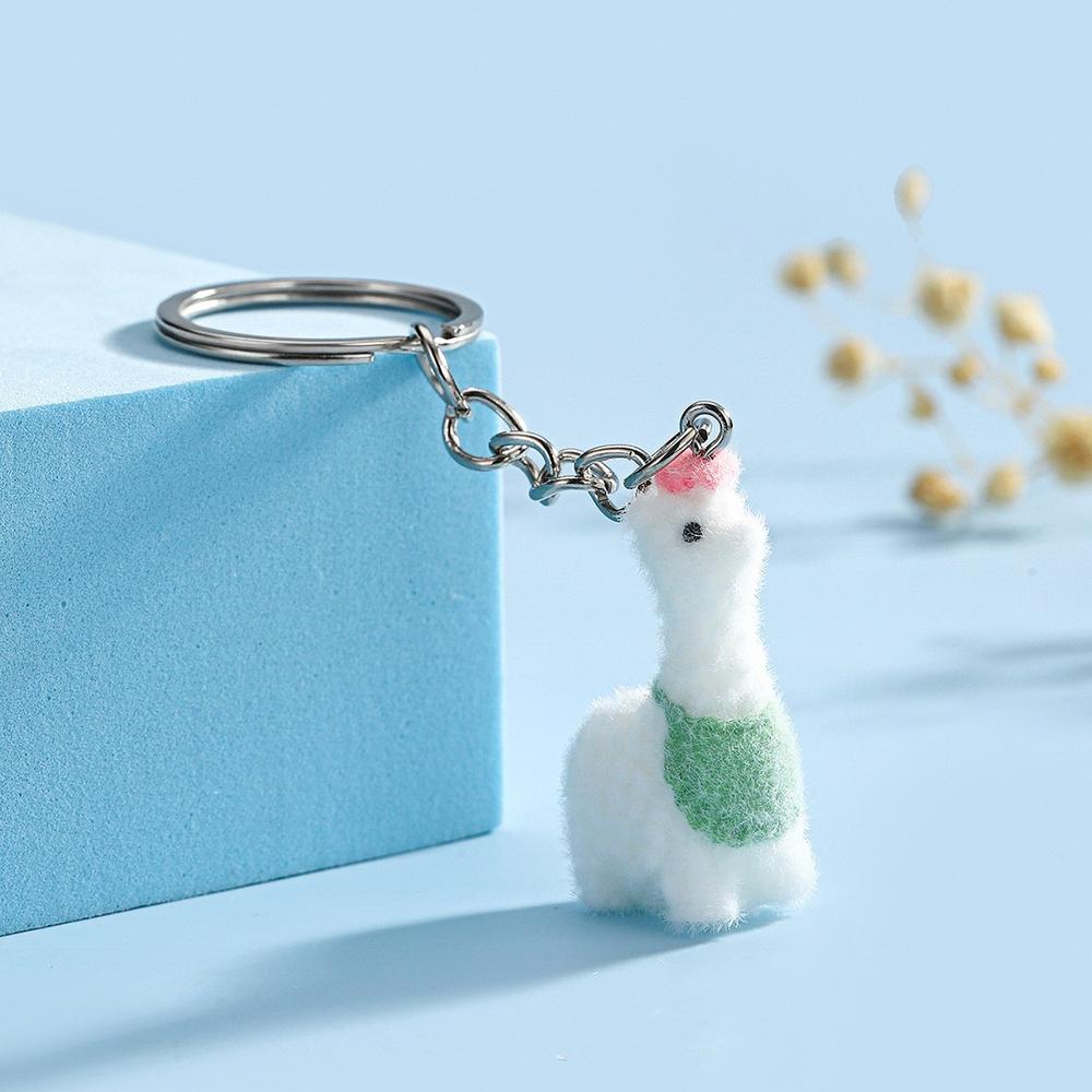 Fluffy Alpaca Elk Capybara Animal Keychains Resin Cartoon Lovely Funny Garlic Goose 3D Doll Pendant Bag Box Car Key Ring Jewelry