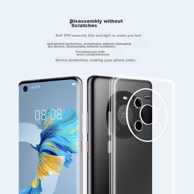 Snowkids Transparent Phone Case for Huawei Mate40, TPU Shockproof Soft Protective Cover, Ultra-Thin Trendy Simple Design for Men And Wome