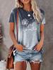 Summer 3d Print T Shirt Dandelion Print Tshirt Casual Crew Neck Short Sleeve Tops Trend Streetwear Women's Tees Tops